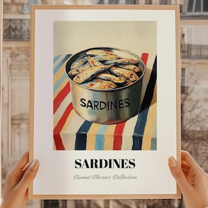 Sardines, Canned Food Print, Pantry Wall Decor, Sardines Print, Chef Gift, Restaurant Wall Decor, Kitchen Wall Art
