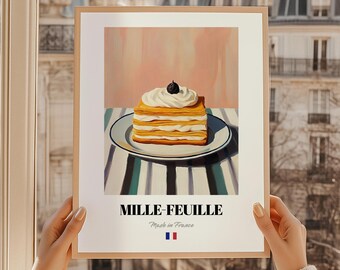 Impresión Mille-Feuille Giclée, cartel de pastelería francesa, arte de la pared del café