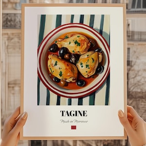 Tagine Wall Art Print Poster, Moroccan Cuisine, Stew, Moroccan Friend Gift, Morocco Restaurant Poster