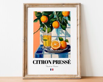 French Citron Pressé Art Print Poster: Lemonade Artwork for Cafés and Bistros
