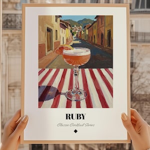Ruby Cocktail Väggkonst Poster, Barmenyskylt, Oljekonst