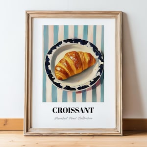 Croissant, Pintura de Pastelaria Francesa, Pintura de Croissant, Impressão de Croissant, Cartões de Receita, Pôster de Sala de Jantar