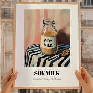 Lait de soja, affiche de produits laitiers, décoration murale de garde-manger, impression de lait de soja, cadeau de chef, décoration murale de restaurant, art mural de cuisine