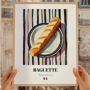 Baguette, pintura de comida francesa, menú de boda, buffet, bar, cocina francesa, póster de comedor