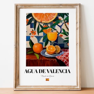 Póster con impresión artística de Agua de Valencia: obra de arte de cóctel de cítricos para bares