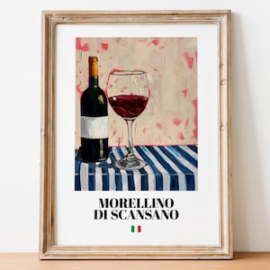 Italienisches Morellino Kunstdruck Poster: Weinberg-Kunstwerk für Weinbars