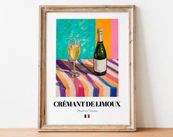 Crémant de Limoux Sparkling Wine Poster Print: Crisp French Wine Wall Art