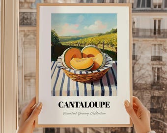 Cantaloupe Print Poster, Pantry Wall Art, Food Oil Painting, Kitchen Wall Decor