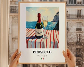Prosecco Italian Wine Poster, Bar Decor Art