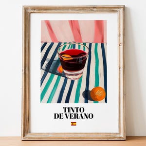 Hand-Drawn Tinto de Verano Print Poster: Boho Retro Art for Whimsical Spaces
