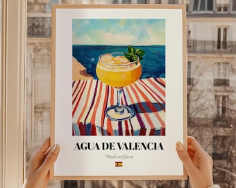 Agua De Valencia Print, Spanish Coastal Painting, Bar Décor
