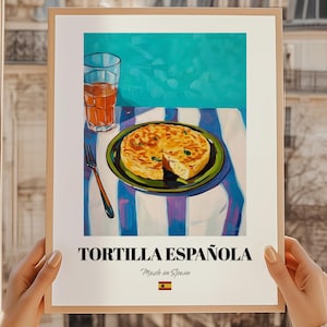 Tortilla Española, Spanish Food Painting, Dining Room Print, Chef Set, Hand Drawn Menu, Dining Room Poster