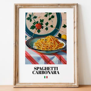 Spaghetti Carbonara Art Print: Traditional Italian Pasta Wall Decor