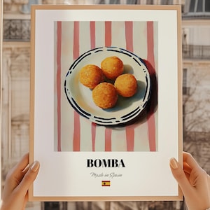 Bomba, print Spaans eten, Spaans feest, menukaarten, restaurantmenu, print eetkamer