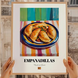 Empanadillas, póster de repostería española, arte de repostería, recetario, póster de empanadillas, lámina de cocina
