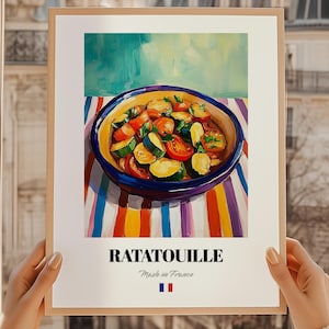 Ratatouille, kunst aan de muur Frans eten, poster ratatouille, Franse keuken, bistroset buiten, print eetkamer