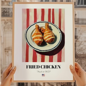 Fried Chicken, American Fried Chicken, American Cuisine, American Café Décor, Fried Chicken Wall Art, American Friend Gift