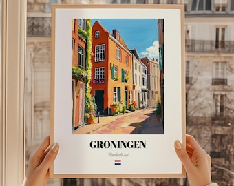 Groningen Netherlands Print, Colorful Dutch Architecture, Entryway Wall Art