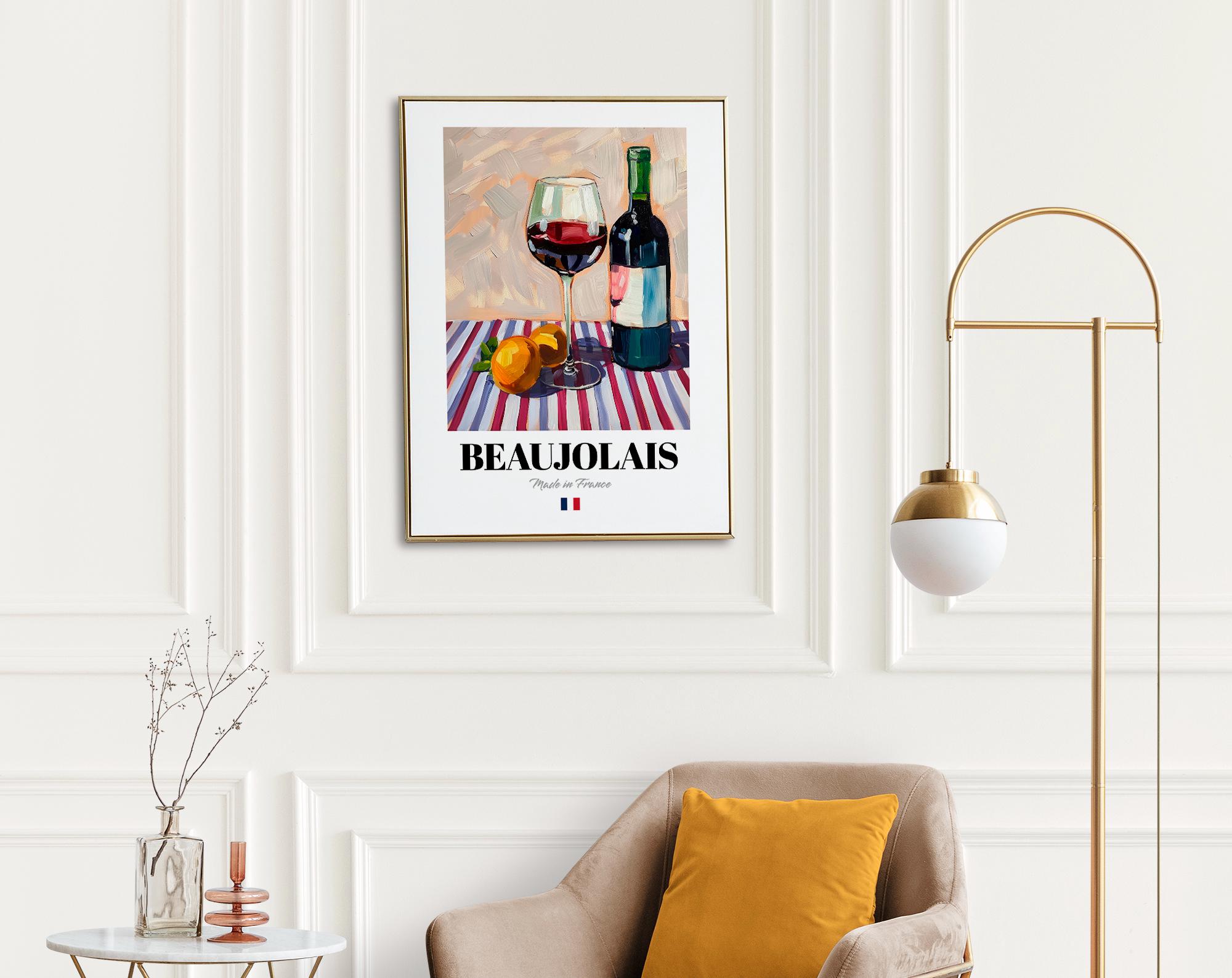 Poster Sur Toile Beaujolais - Décoration Murale Vin Français 30x45 Cm Pour Salon Ou Chambre