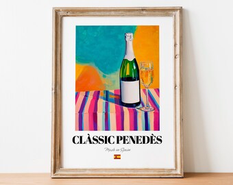 Clàssic Penedès Wall Art Print Poster: Vibrant Sparkling Wine Artwork for Kitchens