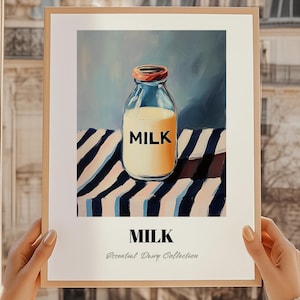 Milk, Dairy Art, Vintage Dairy Wall Decor, Milk Print, Cooking Gift, Restaurant Wall Decor, Kitchen Wall Art