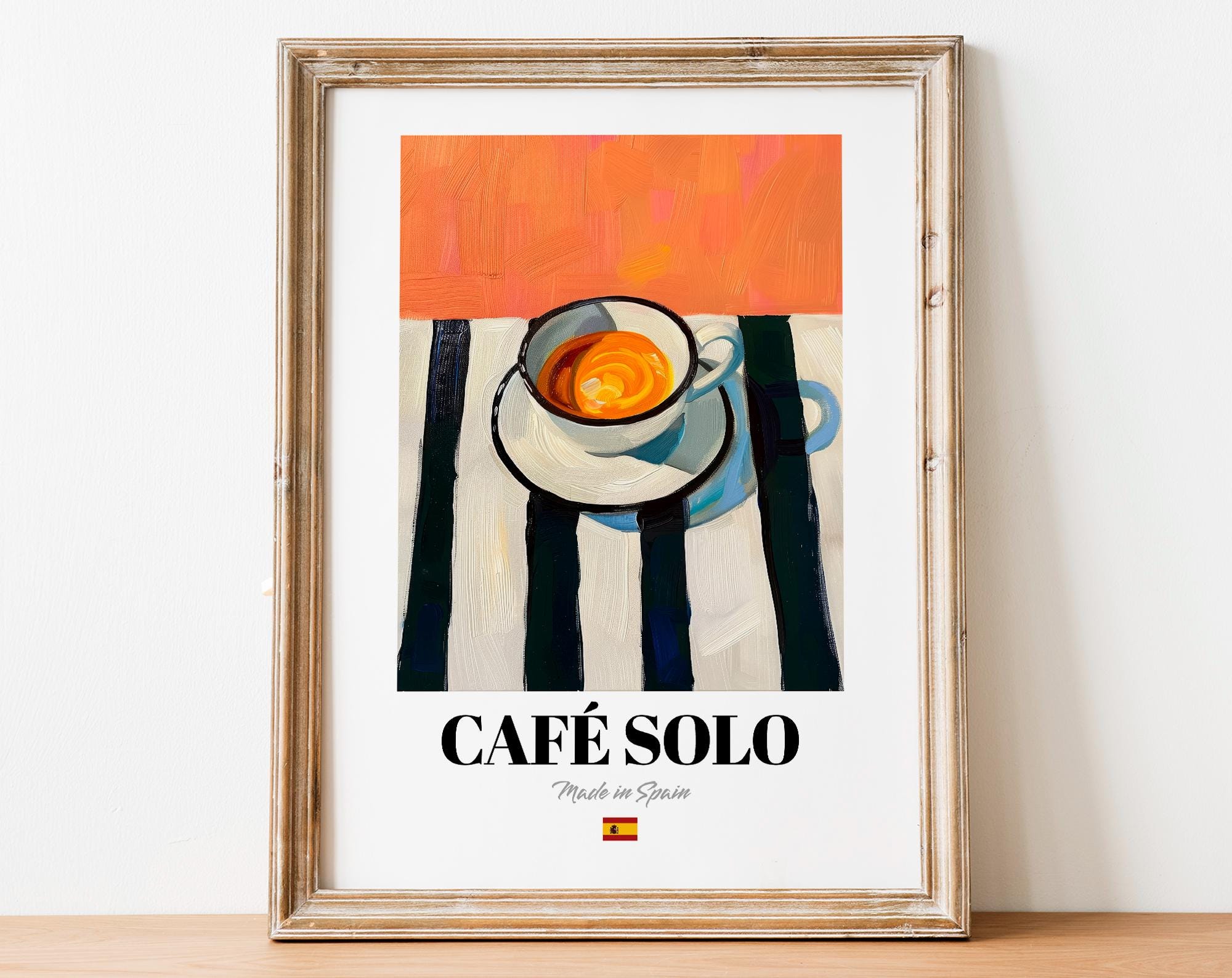 Vintage Café Solo Poster: Aesthetic Spanish Coffee Art for Home Décor