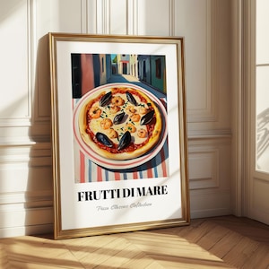 Frutti Di Mare, affiche de pizza italienne, décoration murale de cuisine, pizza menu de mariage, cadeau de 21e anniversaire, art mural cuisine