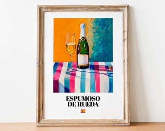 Espumoso de Rueda Wall Art Print Poster: Refreshing Sparkling Wine Artwork for Kitchens