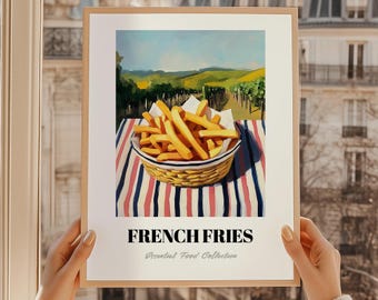 Impresión de papas fritas, arte mural de cocina belga