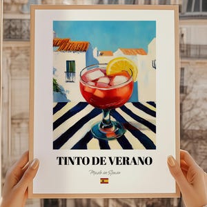 Tinto De Verano, Spanish Cocktail, Tinto Verano Poster, Spanish Bar Décor, Cocktail Wall Art, Spanish Friend Gift, Dining Room Wall Art