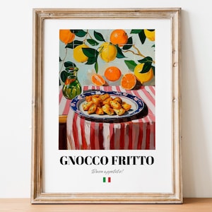 Italian Gnocco Poster: Fried Dough Art for Kitchen and Restaurant Spaces
