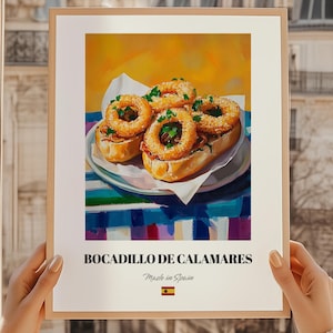 Bocadillo de Calamares, Hiszpańskie Jedzenie Druk, Karty Menu, Przepis Rodzinny, Hiszpańska Sztuka Kuchenna, Druk Kuchenny