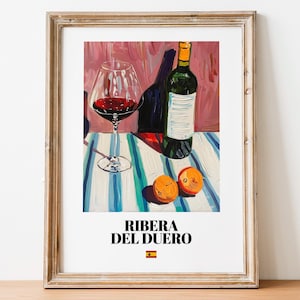 Spanish Ribera del Duero Art Print Poster: Vineyard Artwork for Bars and Cafés