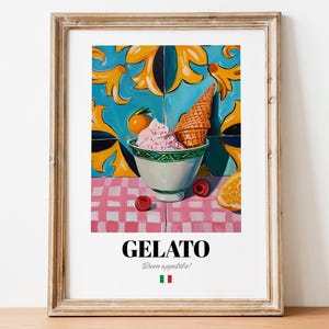 Italian Gelato Poster: Modern Foodie Wall Art for Cafés and Bistros