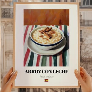 Arroz con Leche, Spanische Dessert Wandkunst, Caterer Menü, Bäckerei Design, Bäckerei Etiketten, Küchen Wandkunst