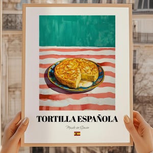 Tortilla espagnole, peinture de cuisine espagnole, art culinaire espagnol, affiche de restaurant, impression de menu mignon, art mural de salle à manger