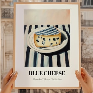 Queijo Azul, Pintura de Queijo, Arte de Parede de Queijo, Impressão de Queijo Azul, Presente de Chef, Decoração de Parede de Restaurante, Arte de Parede de Cozinha