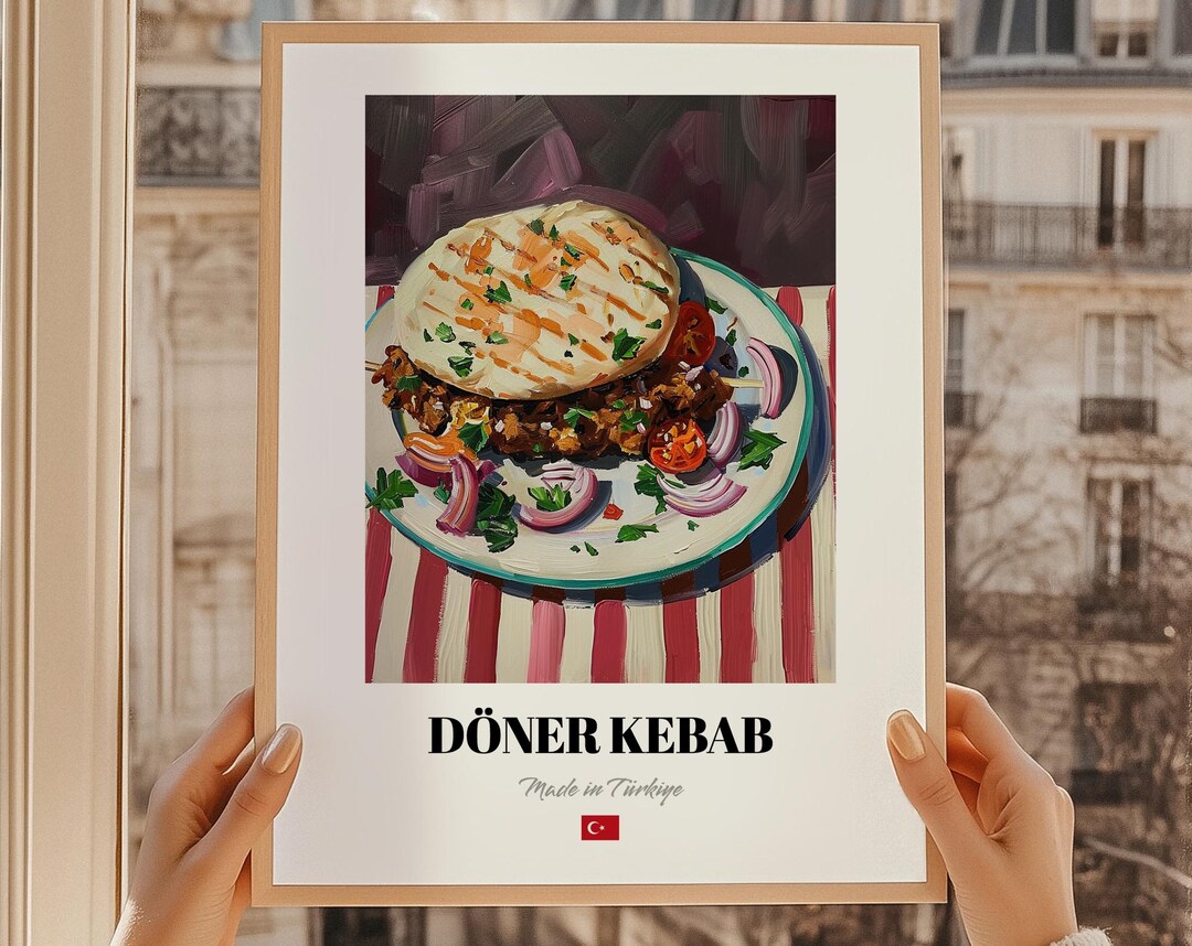 Döner Kebab Print, Turkish Food Wall Art, Cuisine Poster - Etsy UK