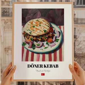 Döner Kebab Print, Turkish Restaurant Wall Decor, Turkish Food Painting, Turkish Cuisine Poster