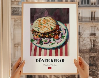 Impression de döner kebab, décoration murale de restaurant turc, peinture de cuisine turque, affiche de cuisine turque