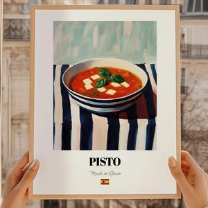 Pisto, Pintura de comida española, Diseño de menú, Cocina española, Bar de aperitivos, Arte mural de cocina