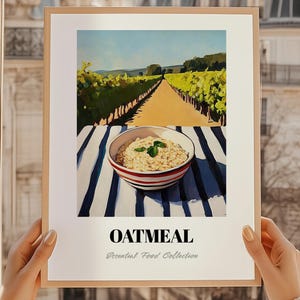 Impresión de avena, póster de comida, cocina americana, menú de restaurante, arte mural de cocina