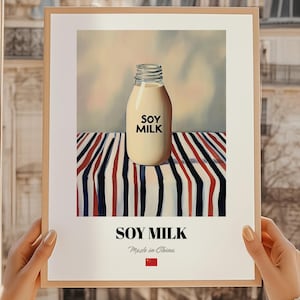 Lait de soja, boisson chinoise, affiche de lait de soja, décoration de bar chinois, art mural boisson, cadeau pour ami de la Chine, art mural salle à manger