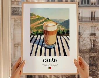 Galão Portuguese Coffee Art Print, Portugal Bar Decor