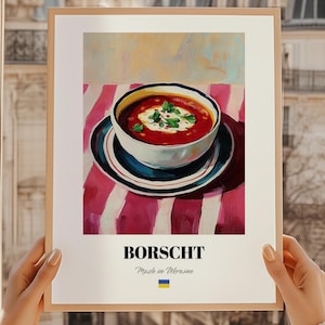 Affiche de bortsch, cuisine ukrainienne, peinture à l'huile alimentaire