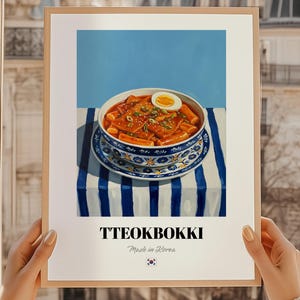 Poster con stampa retrò della cucina Tteokbokki, arte murale del cibo coreano
