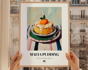 Malva Pudding Print, South African Dessert Wall Art