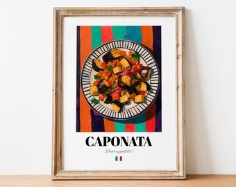 Italian Caponata Poster: Vegetable Mix Art for Café and Restaurant Walls