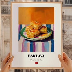 Baklava Print, Turkish Food Poster, Turkish Dessert Still Life, Turkish Cuisine Poster