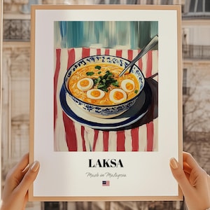 Laksa, Malaysian Noodle Soup, Malaysian Cuisine, Malaysian Café Décor, Laksa Wall Art, Malaysian Friend Gift